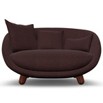 Love Sofa - Cinnamon Stained Oak / Calligraphy Bird Jacquard Plum