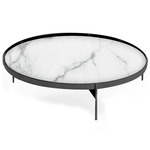 Abaco Low Coffee Table - Titanium/ White Marble Glass