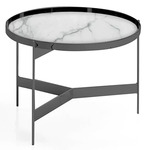 Abaco Tall Coffee Table - Titanium/ White Marble Glass