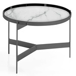 Abaco Tall Coffee Table - Titanium / White Marble Glass