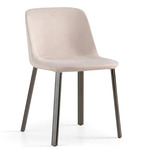 Esse Side Chair - High Gloss Titanium / Beige