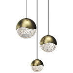 Grapes Round Assorted Multi-Light Pendant - Brass / Clear