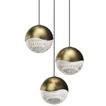 Grapes 3 Light Round Multi-Light Pendant - Brass / Clear