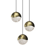 Grapes 3 Light Round Multi-Light Pendant - Brass / Clear