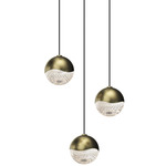 Grapes 3 Light Round Multi-Light Pendant - Brass / Clear