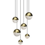 Grapes Round Assorted Multi-Light Pendant - Brass / Clear