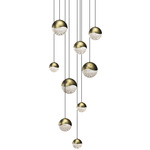 Grapes Round Assorted Multi-Light Pendant - Brass / Clear