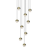 Grapes 9 Light Round Multi-Light Pendant - Brass / Clear