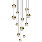 Grapes Round Assorted Multi-Light Pendant - Brass / Clear