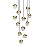 Grapes 12 Light Round Multi-Light Pendant - Brass / Clear