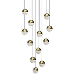 Grapes 12 Light Round Multi-Light Pendant - Brass / Clear