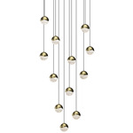 Grapes 12 Light Round Multi-Light Pendant - Brass / Clear