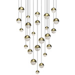 Grapes Round Assorted Multi-Light Pendant - Brass / Clear