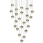 Grapes 24 Light Round Multi Light Pendant - Brass / Clear