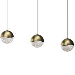 Grapes 3 Light Linear Multi-Light Pendant - Brass / Clear