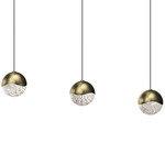 Grapes 3 Light Linear Multi-Light Pendant - Brass / Clear