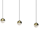 Grapes 3 Light Linear Multi-Light Pendant - Brass / Clear