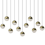 Grapes 11 Light Linear Multi-Light Pendant - Brass / Clear