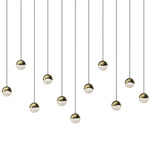 Grapes 11 Light Linear Multi-Light Pendant - Brass / Clear