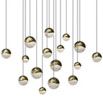 Grapes Square Assorted Multi-Light Pendant - Brass / Clear