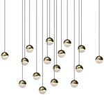 Grapes 16 Light Square Multi Light Pendant - Brass / Clear