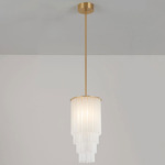 Disc Pendant - Brushed Brass / Frosted