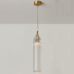 Flute Pendant - Brushed Brass / Clear