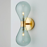 Cintola Twin Wall Sconce - Satin Gold / Smoke Grey