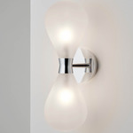 Cintola Twin Wall Sconce - Polished Aluminum / Frosted