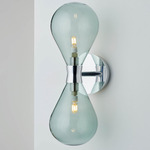 Cintola Twin Wall Sconce - Polished Aluminum / Smoke Grey