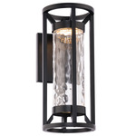 Roslyn Outdoor Wall Light - Black / Clear Hammered