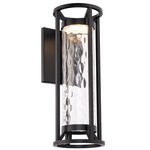Roslyn Outdoor Wall Light - Black / Clear Hammered