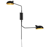 Bellamy Plug-In Wall Sconce - Black / Black / Gold