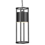 Luca Outdoor Pendant - Black / Etched Glass