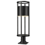 Luca Outdoor Pier Light with Traditional Base - Black / Etched Glass