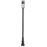 Luca Outdoor Post Light with Round Post/Hexagon Base - Black / Etched Glass