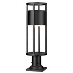 Luca Outdoor Pier Light with Traditional Base - Black / Etched Glass