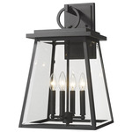 Broughton Outdoor Wall Light - Black / Clear Beveled