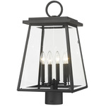 Broughton Outdoor Post Light with Round Fitter - Black / Clear Beveled