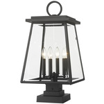 Broughton Outdoor Pier Light with Square Stepped Base - Black / Clear Beveled