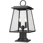 Broughton Outdoor Pier Light with Traditional Base - Black / Clear Beveled
