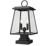 Broughton Outdoor Pier Light with Square Stepped Base - Black / Clear Beveled