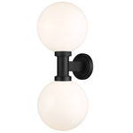 Laurent Outdoor 2-Light Wall Sconce - Black / Opal