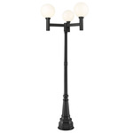 Laurent 3-Light Post Light with Round Post/Decorative Base - Black / Opal