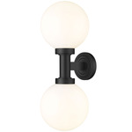 Laurent Outdoor 2-Light Wall Sconce - Black / Opal