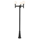 Laurent 3-Light Post Light with Round Post/Hexagon Base - Black / Opal