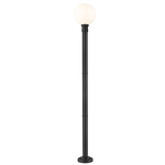 Laurent Outdoor Post Light with Round Post/Stepped Base - Black / Opal