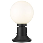 Laurent Outdoor Pier Light with Simple Round Base - Black / Opal
