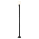 Laurent Outdoor Post Light with Round Post/Stepped Base - Black / Opal