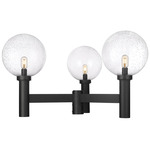 Laurent 3-Light Post Light with Round Fitter - Black / Clear Seedy